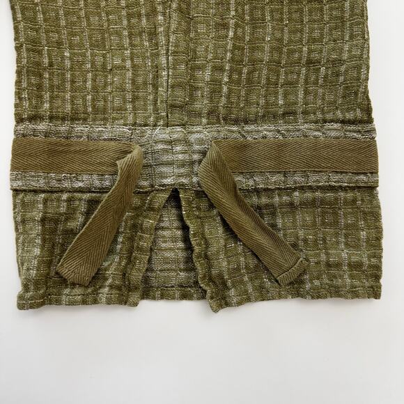 FLAX Linen Matching Set Wrap Top and Pants Olive Green M - Picture 11 of 13